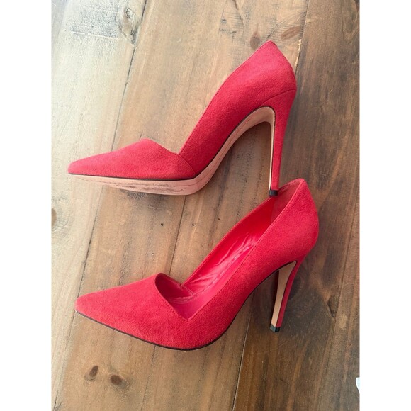 Alice + Olivia Red Suede Heels- Size 8 - Picture 4 of 6